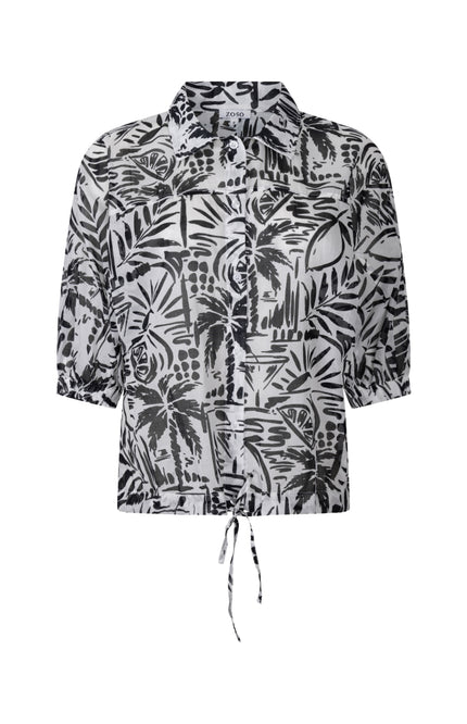Zoso Blouse Fonda White Black 263 Stretchshop.nl