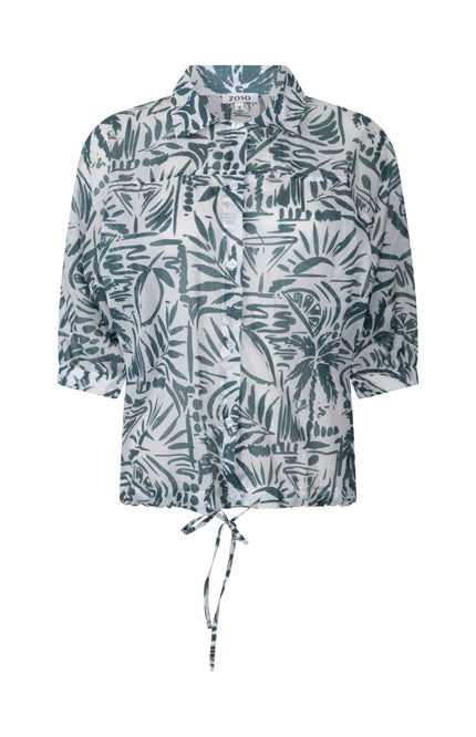Zoso Blouse Fonda White Green 263 Stretchshop.nl