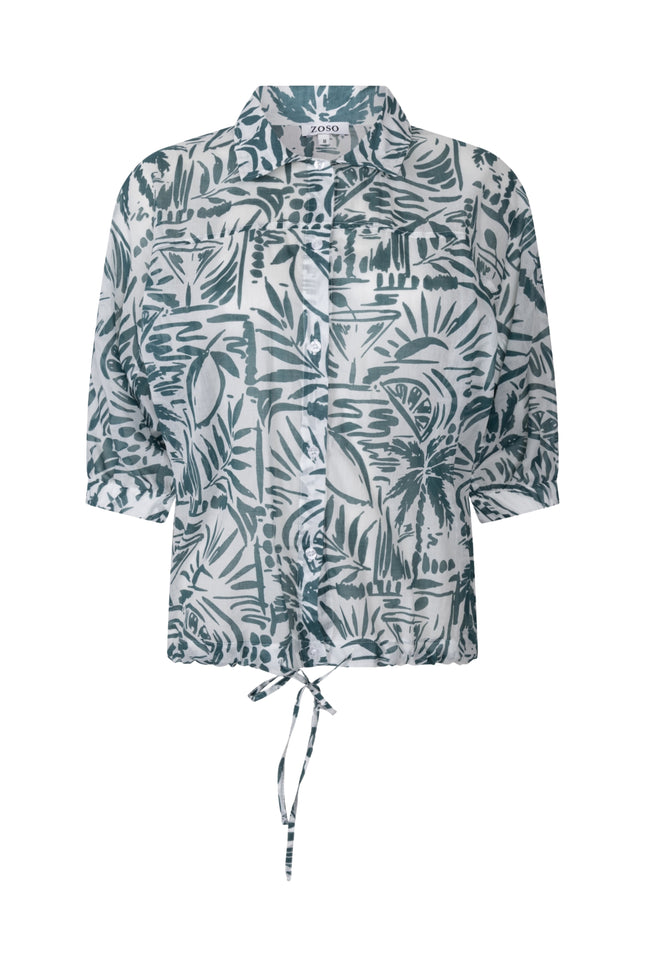 Zoso Blouse Fonda White Green 263 Stretchshop.nl