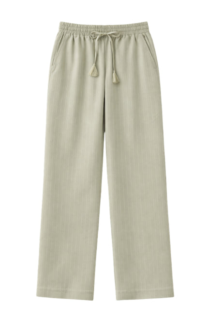 Elvira Casuals Broek Jessie Sage Stripe Linnen Stretchshop.nl