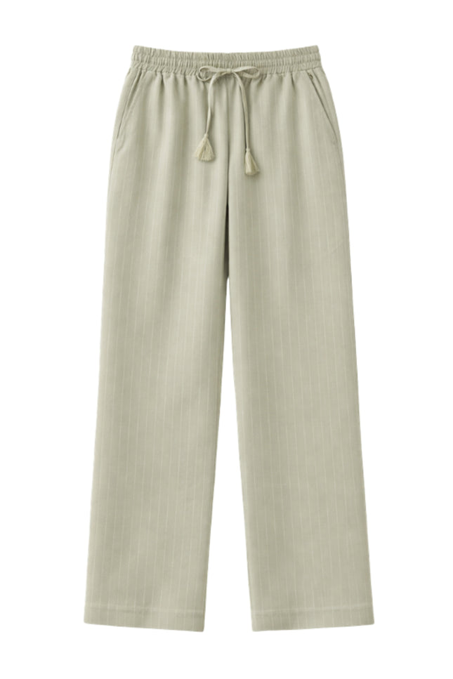 Elvira Casuals Broek Jessie Sage Stripe Linnen Stretchshop.nl