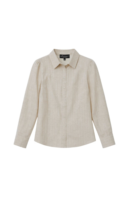 Elvira Casuals Blouse Jessie Sand Stripe Linnen Stretchshop.nl