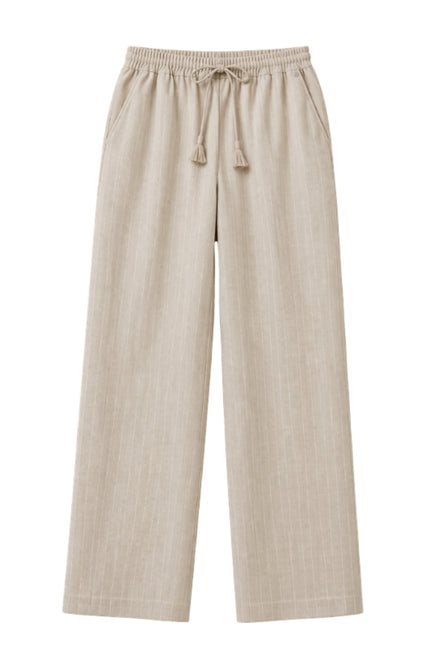 Elvira Casuals Broek Jessie Sand Stripe Linnen Stretchshop.nl