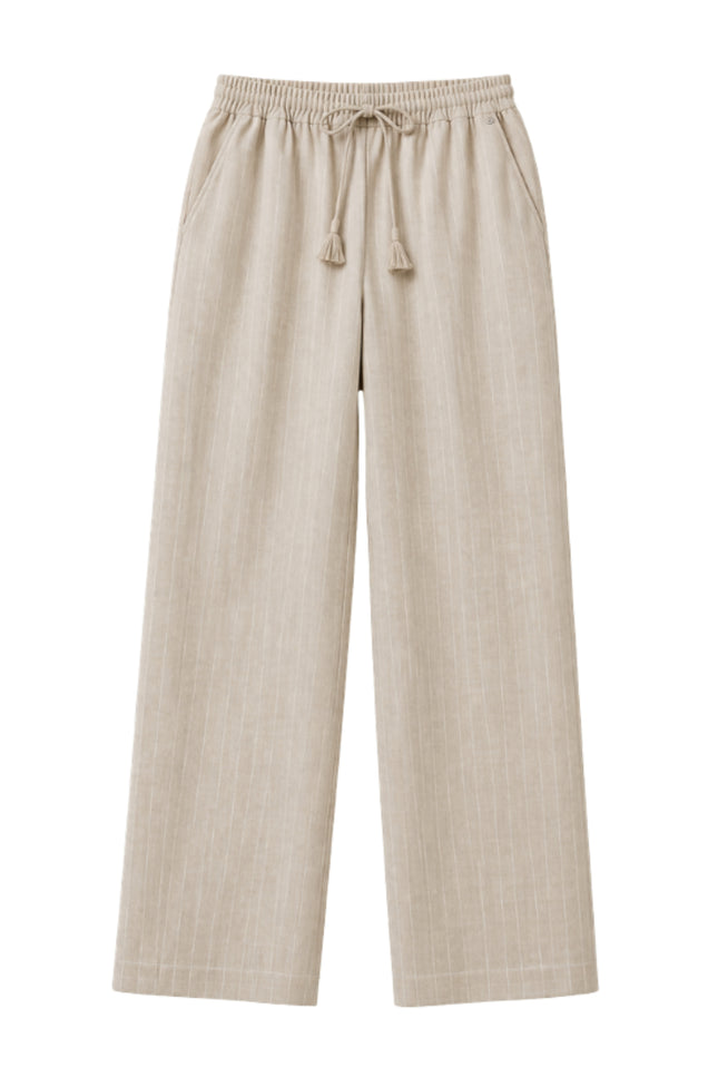 Elvira Casuals Broek Jessie Sand Stripe Linnen Stretchshop.nl