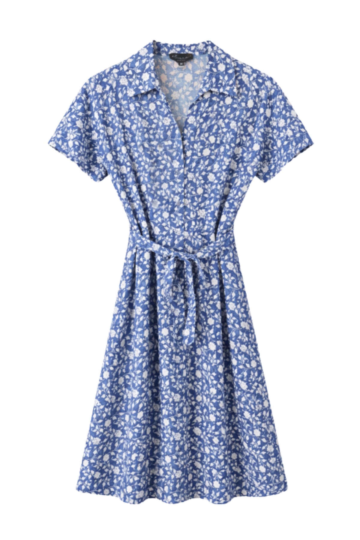 Elvira Casuals jurk Sophia met Griekse bloemenprint, vrouwelijk en elegant, getoond in deze afbeelding.