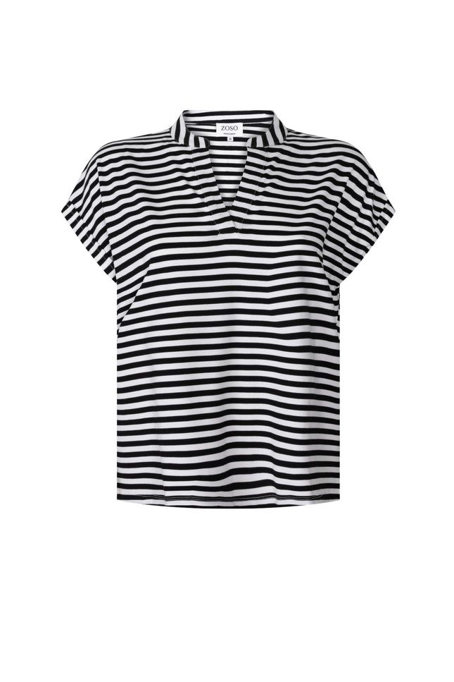 Zoso T-Shirt Margot Black White 263 Stretchshop.nl
