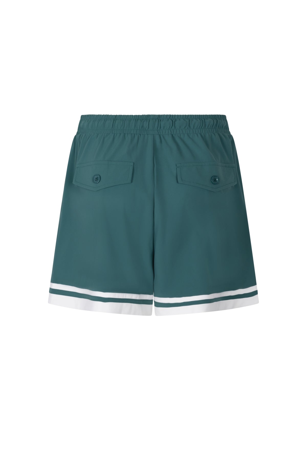 Groene Zoso Travel Short Maud, kort broekje met elastische taille en casual stijl, gedragen door een model.
