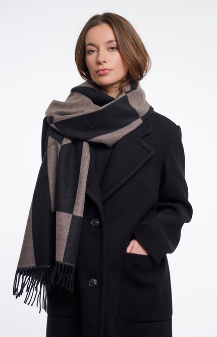 Rino & Pelle Sjaal Esen Toffee Black Stretchshop.nl
