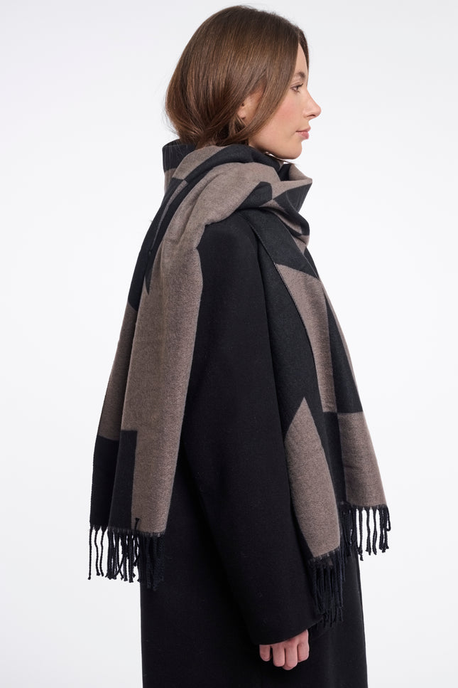 Rino & Pelle Sjaal Esen Toffee Black Stretchshop.nl