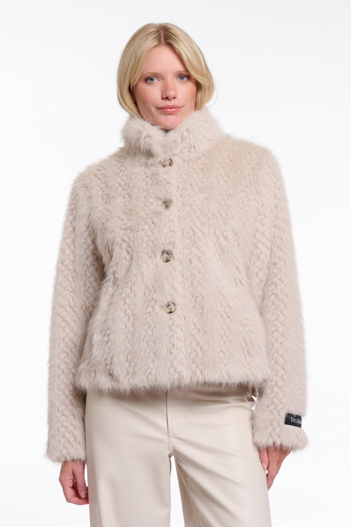 Rino & Pelle jacket Vie Birch Dessin, damesjas met print, zichtbaar in close-up met rits en stoffen details
