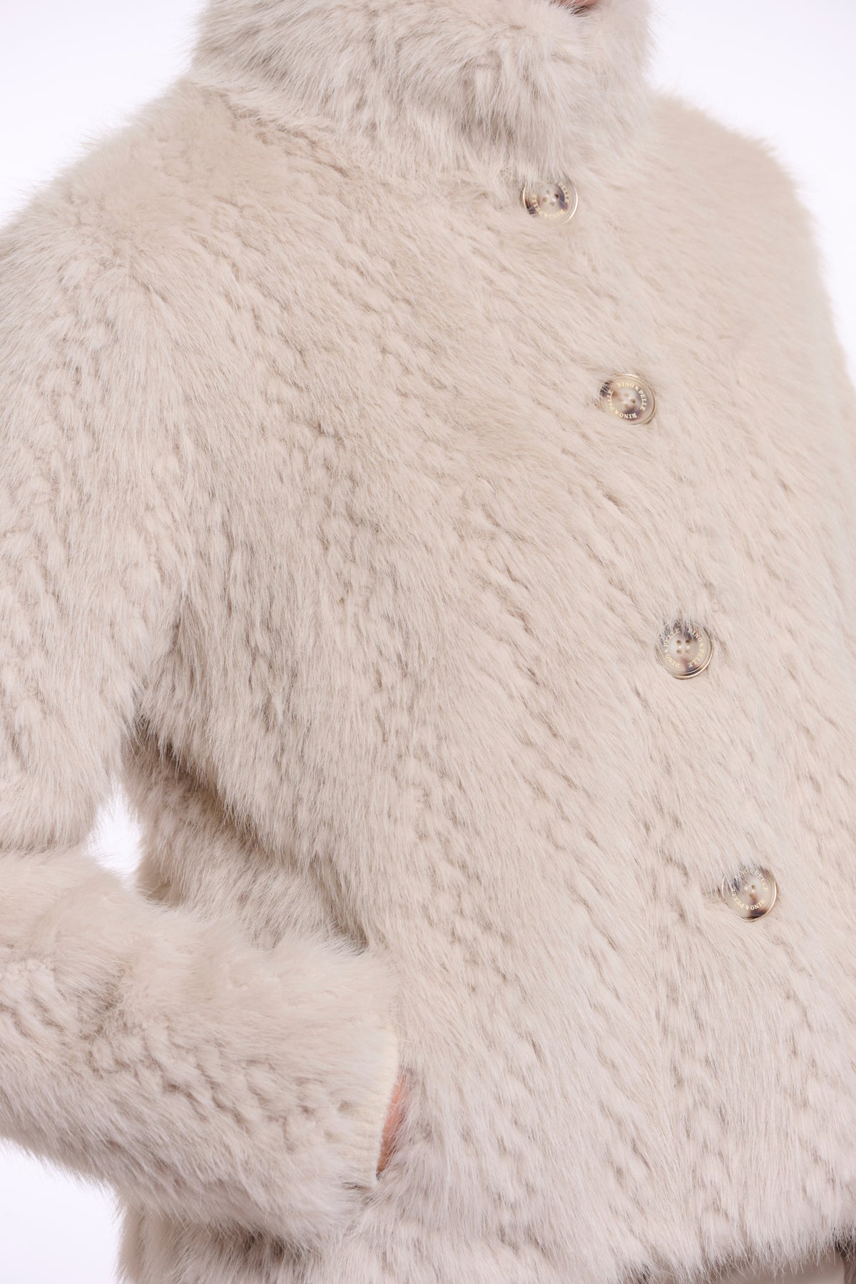 Lichte Rino & Pelle jas in Birch Dessin met capuchon en ritssluiting, ideaal voor herfst en winter.