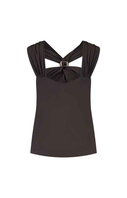 Lady Day Travel Top Natalie Dark Brown L24-375-3224 Stretchshop.nl