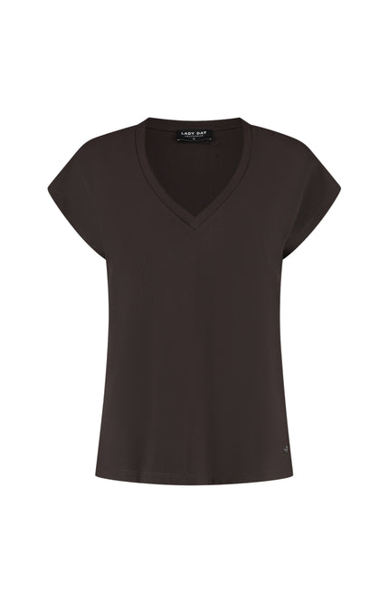 Lady Day Travel Top Cady Dark brown L24-575-3240 Stretchshop.nl