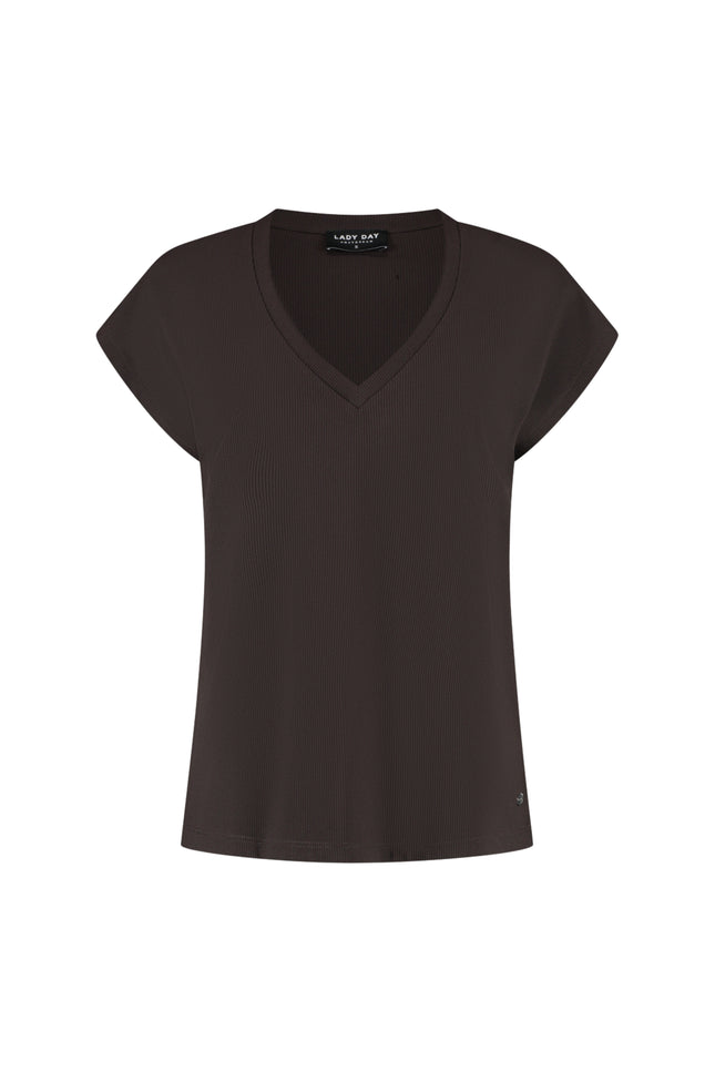 Lady Day Travel Top Cady Dark brown L24-575-3240 Stretchshop.nl