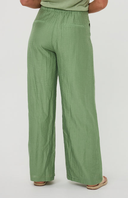 EsQualo Broek Wide Light Crinkle Jungle Green HS26.14216 Stretchshop.nl