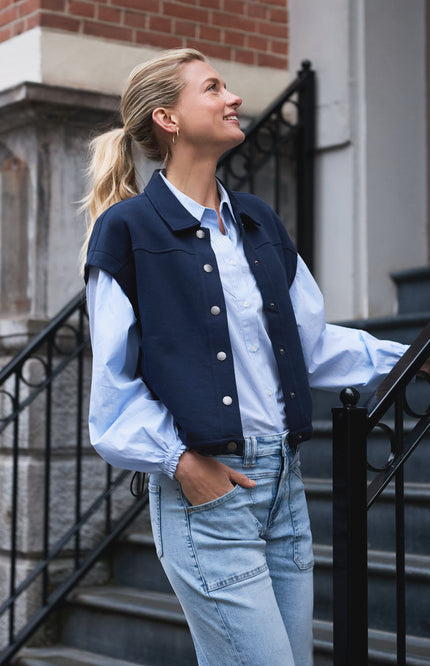 Red Button Jacket Bodil Scuba Dark Blue SRB4795 Stretchshop.nl