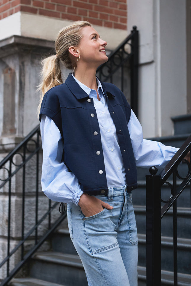 Red Button Jacket Bodil Scuba Dark Blue SRB4795 Stretchshop.nl