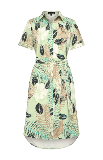 Mi Piace Travel Jurk Botanical Print Pistachio 202079 Stretchshop.nl