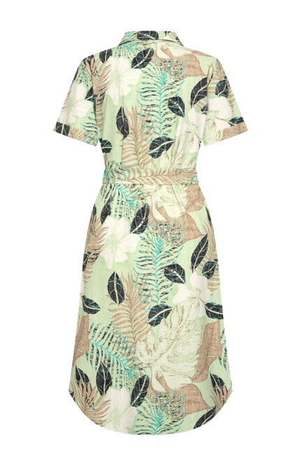 Mi Piace Travel Jurk Botanical Print Pistachio 202079 Stretchshop.nl