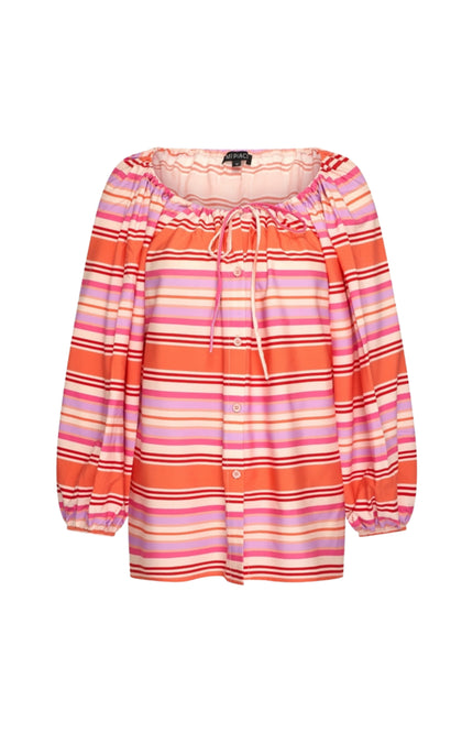 Mi Piace Travel Top Summer Stripe Print Coral 202846 Stretchshop.nl