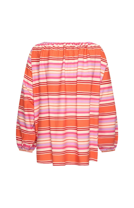 Mi Piace Travel Top Summer Stripe Print Coral 202846 Stretchshop.nl