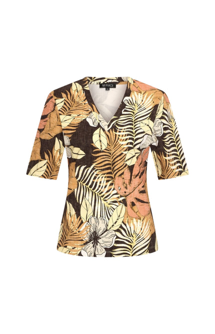 Mi Piace Travel Top Botanical Print Espresso 202271 Stretchshop.nl