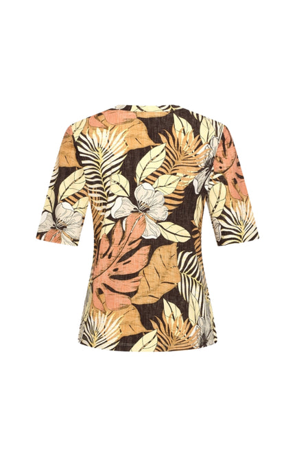 Mi Piace Travel Top Botanical Print Espresso 202271 Stretchshop.nl
