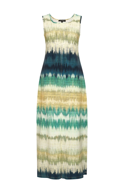 Mi Piace Travel Jurk Ikat Stripe Print Pistachio 202278 Stretchshop.nl