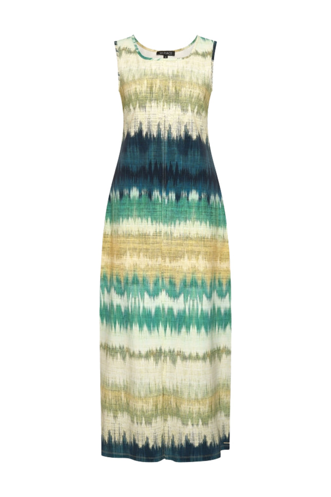 Mi Piace Travel Jurk Ikat Stripe Print Pistachio 202278 Stretchshop.nl
