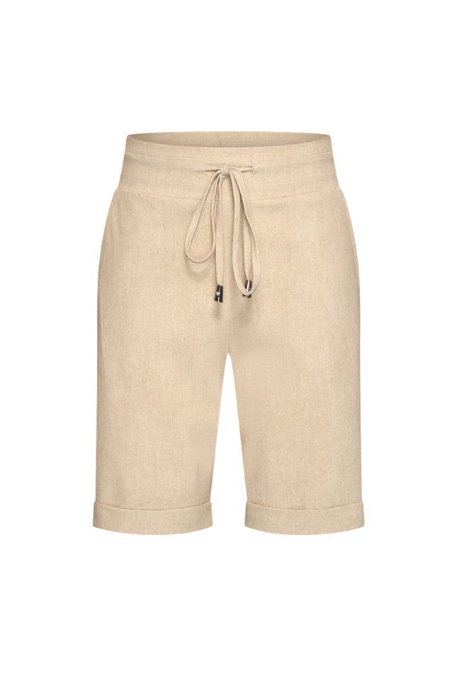 Mi Piace Travel Short Linnen Structure Print Latte 202423 Stretchshop.nl