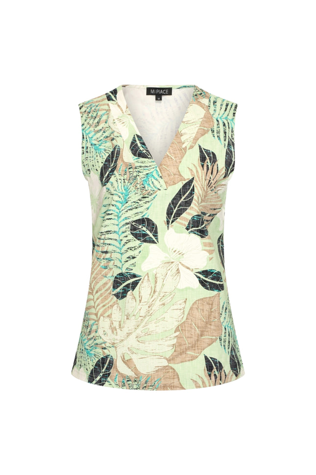 Mi Piace Travel Top Botanical Print Pistachio 202425 Stretchshop.nl