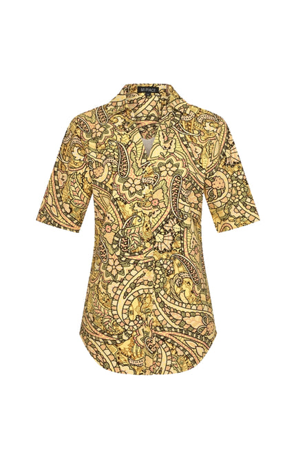 Mi Piace Travel Blouse Summer Paisley Print Lemon Yellow 202603 Stretchshop.nl