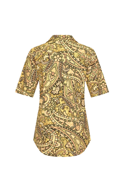 Mi Piace Travel Blouse Summer Paisley Print Lemon Yellow 202603 Stretchshop.nl