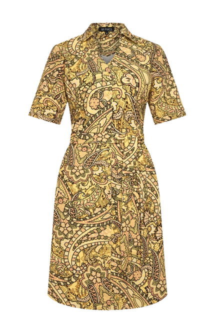 Mi Piace Travel Jurk Summer Paisley Print Lemon Yellow 202807 Stretchshop.nl