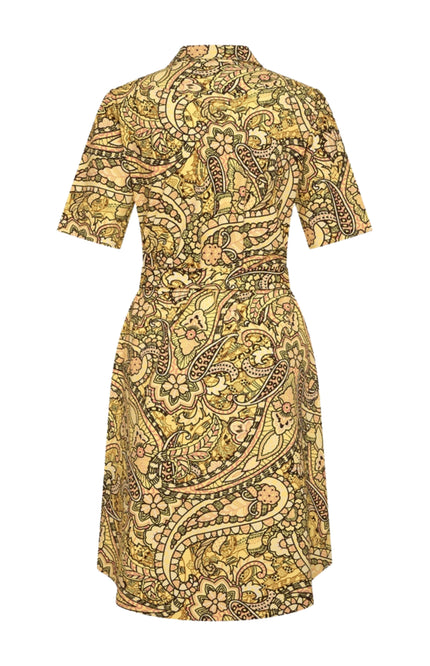Mi Piace Travel Jurk Summer Paisley Print Lemon Yellow 202807 Stretchshop.nl