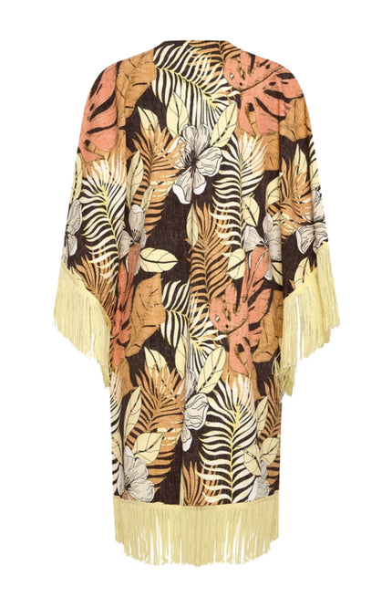 Mi Piace Travel Kimono Botanical Print Espresso 202809 Stretchshop.nl