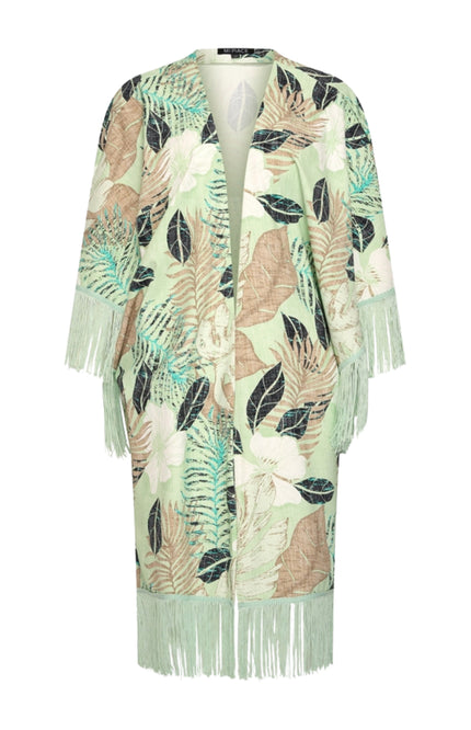 Mi Piace Travel Kimono Botanical Print Pistachio 202809 Stretchshop.nl