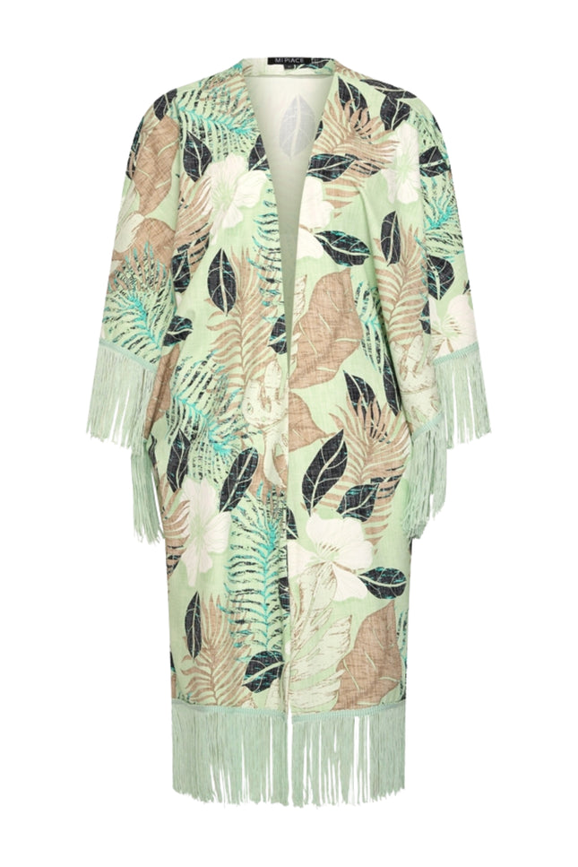 Mi Piace Travel Kimono Botanical Print Pistachio 202809 Stretchshop.nl