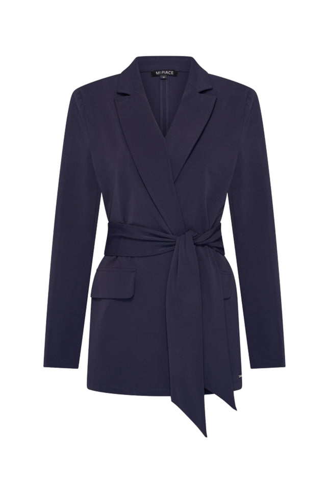 Mi Piace Travel Blazer Belted Navy 202823 Stretchshop.nl
