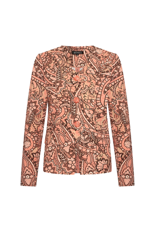 Mi Piace Travel Blazer Summer Paisley Print Sunset Clay 202824 Stretchshop.nl