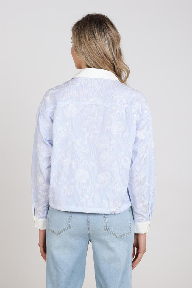 Nukus Blouse Meave Embroidery Offwhite Cloudy NKS02202 Stretchshop.nl