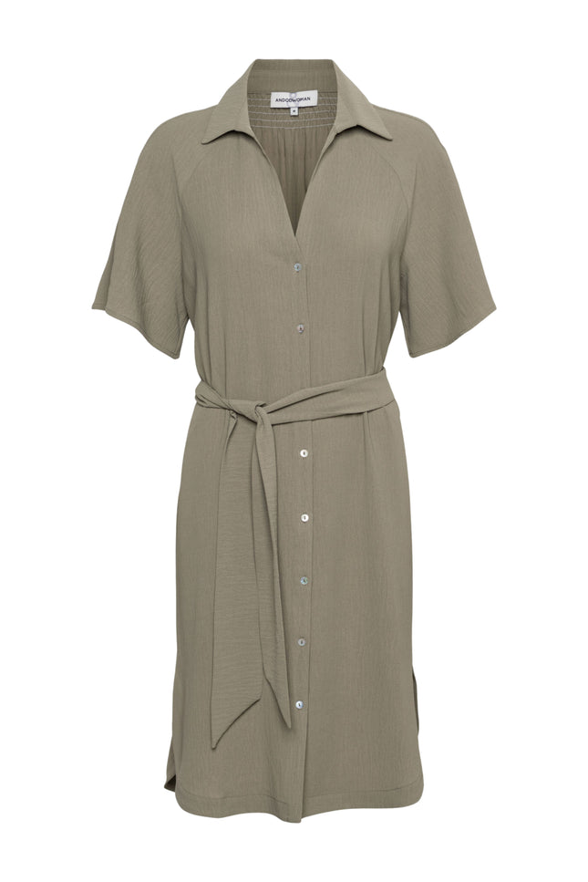 &Co woman Jurk Margo Khaki DR303 Stretchshop.nl