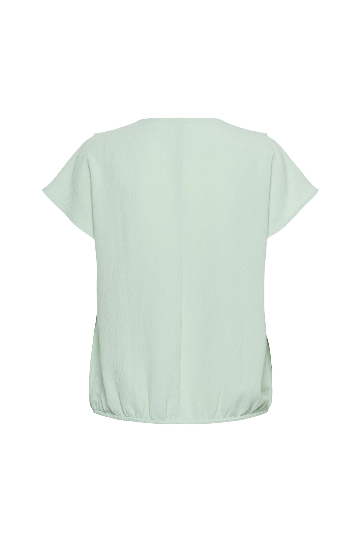 Mintgroene top Macy Mint TO362 van &Co woman, model met ronde hals en korte mouwen, gedragen door een vrouw.