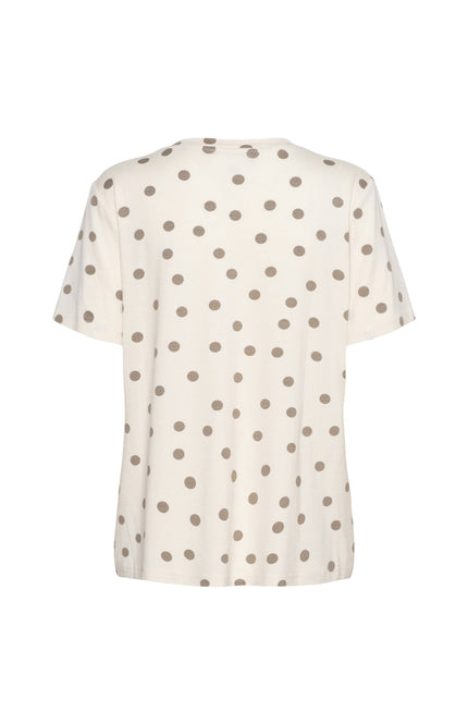 &Co woman Top Marley Dot Vanilla Khaki TO373 Stretchshop.nl