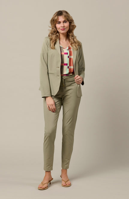 &Co woman Travel Broek Penny Khaki PA100-2 Stretchshop.nl