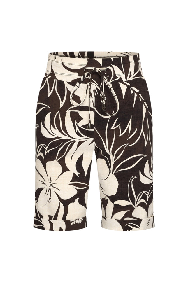 Mi Piace Travel Bermuda Hibiscus Print Espresso 202423 Stretchshop.nl