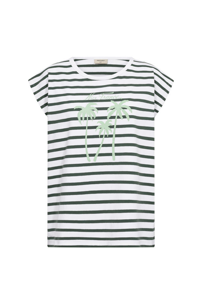 Freequent T-shirt Fqfenjal Brilliant White Dark Forest 208015 Stretchshop.nl