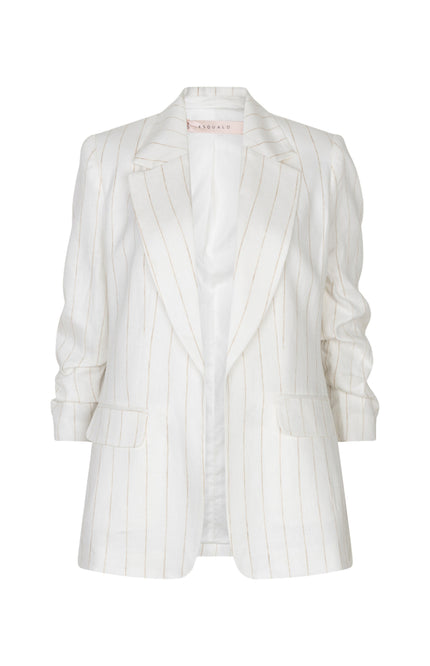 EsQualo Blazer Linen Striped Offwhite Sand HS26.17200 Stretchshop.nl