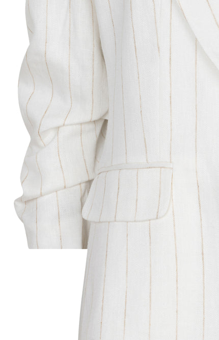 EsQualo Blazer Linen Striped Offwhite Sand HS26.17200 Stretchshop.nl