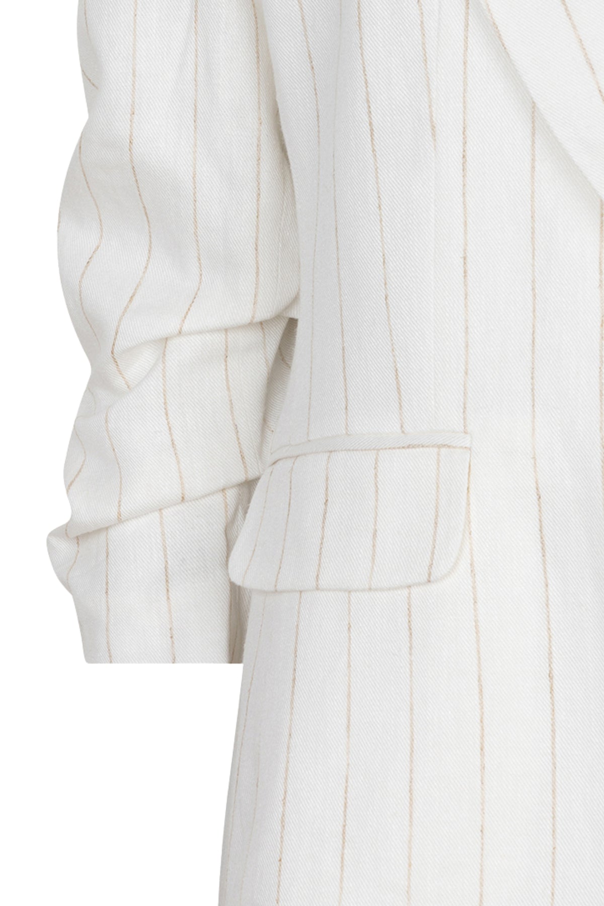 Linnen blazer van EsQualo met witte en blauwe strepen, off-white kleur, stijlvolle damesblazer voor formeel en casual gebruik